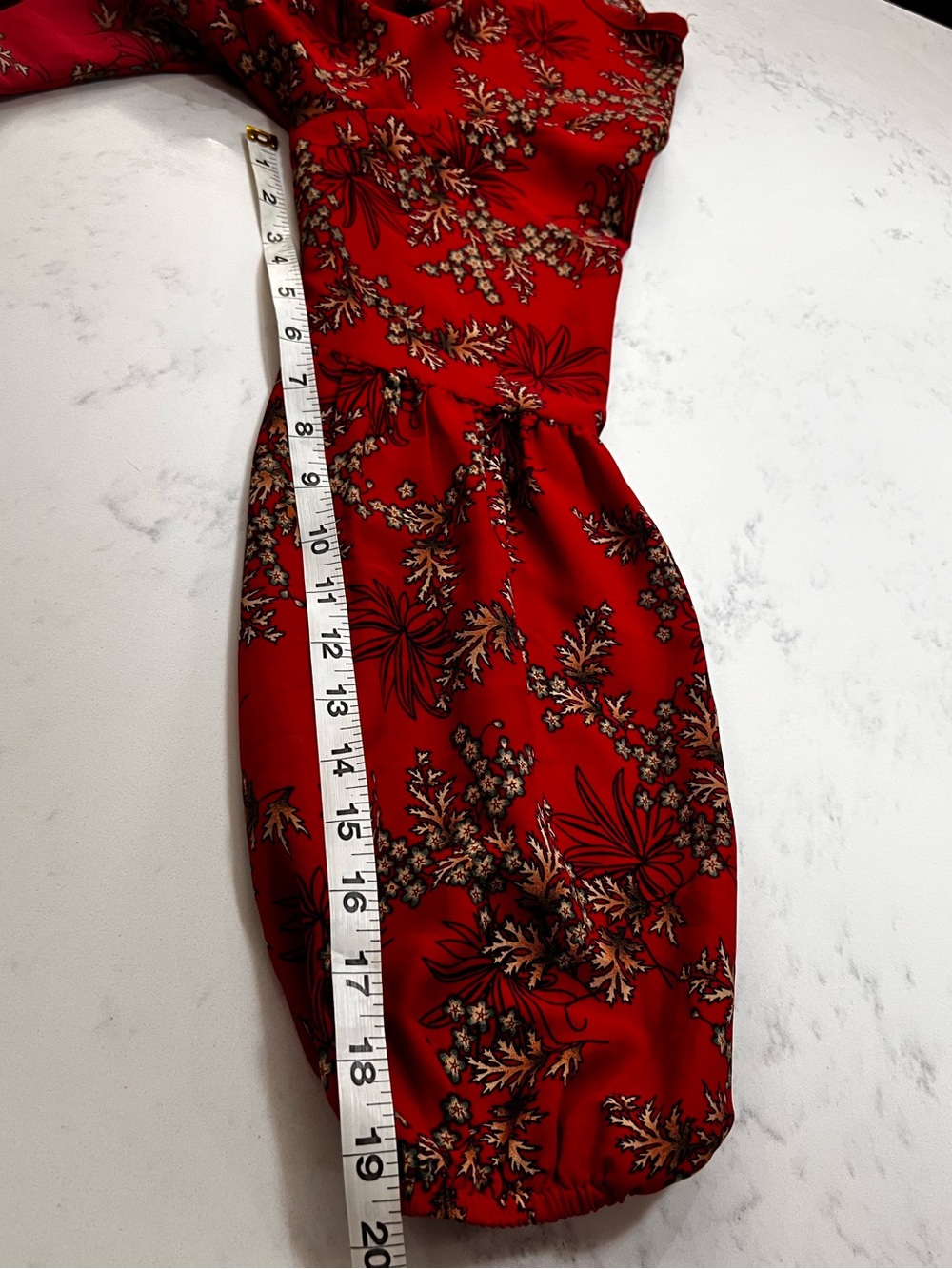 Red Floral Long-Sleeve Midi Dress homemade - Picture 6 of 10